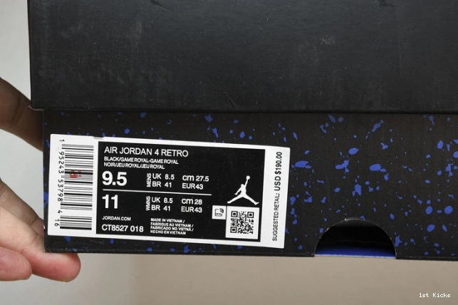 1st Kicks Black 4 CT8527-018 Retro Game Jordan Royal 0822